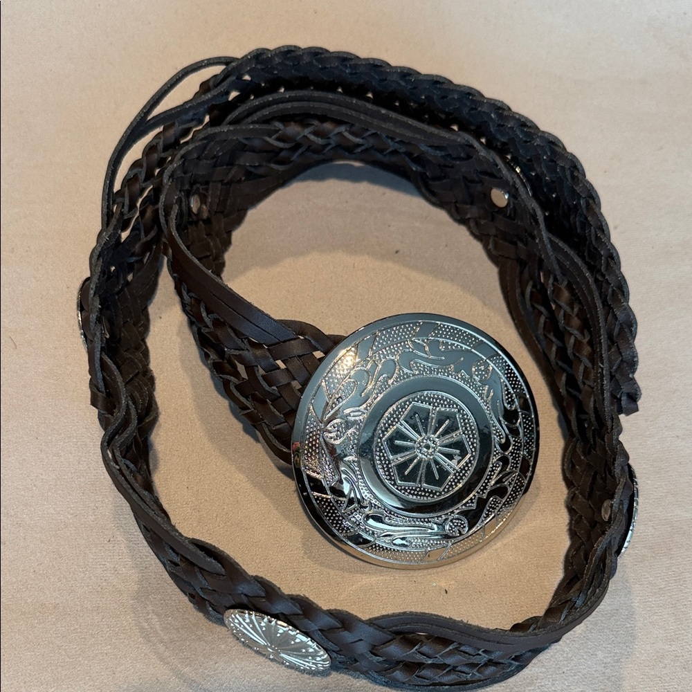 Sophisticated Brown Braided Leather Belt